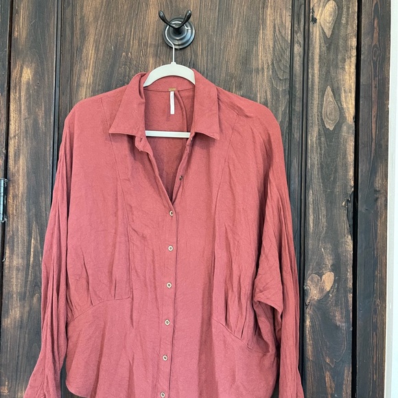 FREE PEOPLE Rust button down - Picture 2 of 3